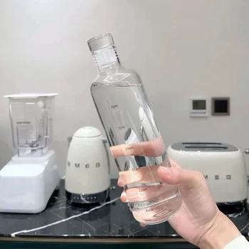 Şeffaf yaratıcı zaman ölçeği su şişesi büyük kapasiteli su geçirmez plastik içecek fincanı yokuş yukarı seyahat yenilik