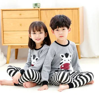 Çocuk pijamaları Bebek Giyim Seti Çocuklar Zebra Karikatür Pijama Sonbahar pamuklu gecelik Erkek Kız Hayvan Pijama Pijama Seti