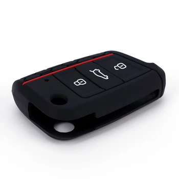 Silikon araba anahtarı kapağı Durumda uzaktan kumandalı anahtar Kabuk Koruyucu Volkswagen VW Golf 7 Skoda Octavia Düğme Çevirme Anahtar Fob