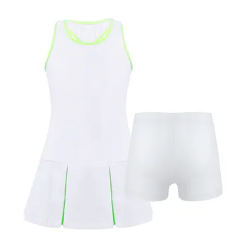 Çocuk Kız Yaz Spor Sıkı Spor Tenis Badminton Setleri Spor Kıyafet Kolsuz Aç Geri Spor Elbise ve Şort Elbise