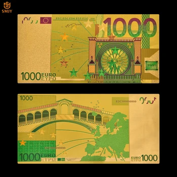 Renk Euro Altın Folyo Fatura 1000 Euro Altın Banknot Euro Kağıt Para Koleksiyonu