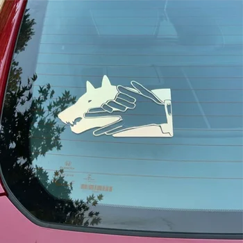 JDM Anime Araba Sticker İblis Köpek El İşareti Vinil Çıkartması için Otomatik Pencere Cam Tampon Dış Dekorasyon Aksesuarları