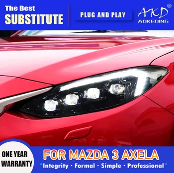AKD Kafa Lambası Mazda 3 Axela için LED Far 2014-2016 Farlar Mazda 3 DRL Dönüş Sinyali Yüksek İşın Melek Göz Projektör Lens