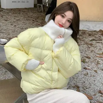 Kış Kore Gevşek Örme Kalınlaşmak Kadınlar Ekmek Ceket Ve Ceketler Pembe Mavi Tatlı Yarasa Kollu Rahat Parkas Giyim