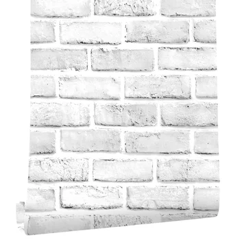 Kabuğu Ve Sopa Sahte Tuğla Duvar Kağıdı Beyaz / Gri Kendinden Yapışkanlı yapışkan kağıt Banyo Duvar Ev Dekoratif Duvar Kağıtları Sticker