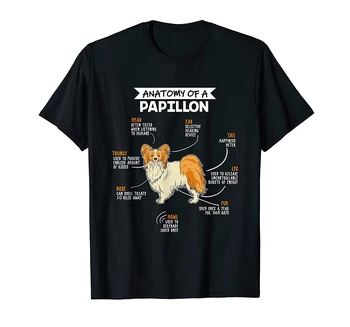Anatomi Bir Papillon Köpek Komik Köpek Sevgilisi Hediye T-Shirt Erkekler Pamuk Tees Tshirt Harajuku Streetwear