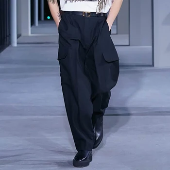 Gündelik erkek pantolonları 2021 ilkbahar yaz Milan Moda Haftası high-end özel Harlan pantolon ışık lüks gevşek cep Tayt
