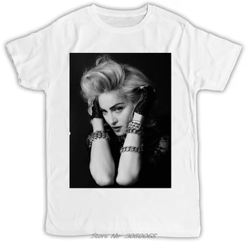 Madonna Poster Yüz Ideal Hediye doğum günü hediyesi Kısa Kollu Unisex T Shirt Erkek pamuklu tişört Tees Tops Streetwear
