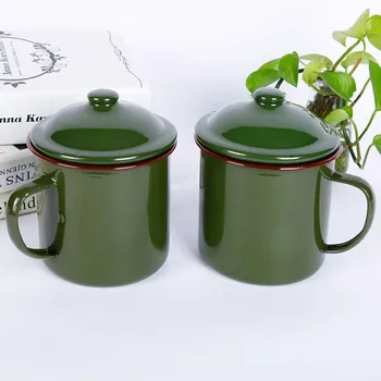 Nostaljik emaye fincan çay kavanoz retro yabancı porselen kavanoz kalınlaşmış demir kapaklı bardak kupa hediye kupası