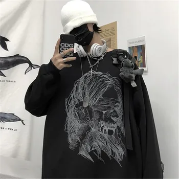 Japonya Harajuku Siyah Gotik Hip Hop T-shirt Erkek Kadın Bahar Çift Uzun Kollu bol tişört Casual Mektubu Baskı Tişörtleri Erkek