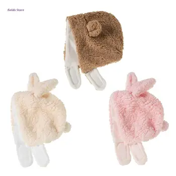 Sonbahar Kış Bebek Sıcak Peluş Bere Rüzgar Geçirmez kulak koruyucu sıcak şapka Sevimli Tavşan Ayı Kulaklar Şapka Yenidoğan Bebekler için