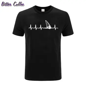 Moda Yaz Yeni Erkek pamuklu tişört Rüzgar Sörfü Kalp Atışı T Stylisches T-Shirt Baskı Tee