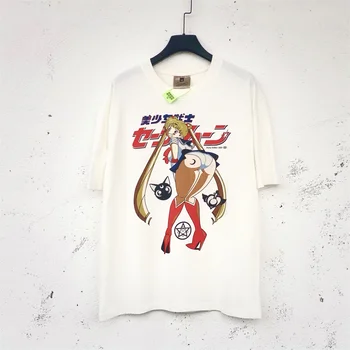 2022 Erkekler Anime Karikatür baskılı tişört Hip Hop Streetwear T Gömlek Harajuku Pamuk Rahat Yaz Gömlek Kısa Kollu Tees Tops