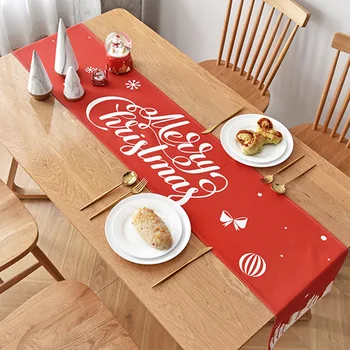 Iskandinav Noel Masa Koşucu Masa Örtüsü Kırmızı Pamuk Keten Kumaş Sanat yemek masası Sehpa TV Dolabı Yatak Bayrağı Kapak Örtüleri