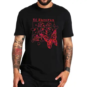 Ed Sheeran Kırmızı Vahşi Kalpler Ve Kelebekler T Shirt Popüler Müzik Hayranları klasik tişört Kadın Erkek %100 % Pamuklu Tişört