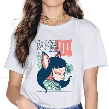 Anime Kitsune Yokai Kadın Tişörtleri Prenses Mononoke Anime Gotik Vintage Kadın Giyim Gevşek Pamuklu Grafik Elbise