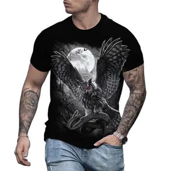 2022 Yaz erkek Hayvan Baykuş T Shirt 3d Baykuş Grafik Baskılı T Shirt Erkekler İçin Büyük Boy Kısa Kollu Vintage Üstleri Tee Gömlek Homme