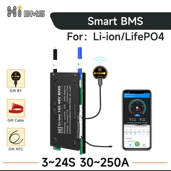 HIBMS Akıllı BMS Bluetooth Lifepo4 4S 12V 8S24V 16S48V li-ion pil Güneş İnvertör Açık Güç Ev Enerji Depolama RV Scooter