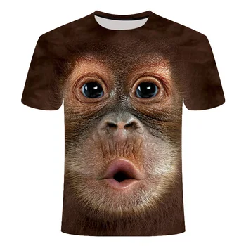2022 Yaz 3D T-shirt Baskı Hayvan Maymun Gorilla Kısa Kollu Komik Rahat Üst T-Shirt Erkekler Büyük Boy 6xl