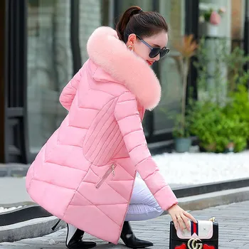 2021 Yeni Kış Ceket Parkas Kadın Ceket Kürk Yaka Kapşonlu Palto Kadın Ceket Parka Kalın Sıcak Pamuk Yastıklı Dış Giyim P997
