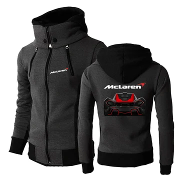 2022 McLaren Logo Baskı Kas Ceket Spor Cep Erkek Vahşi Tişörtü Fermuar Kapşonlu Yüksek sokak Hoodies