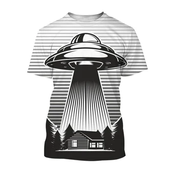 Yaz UFO T-Shirt Evren Alien 3D Baskı Erkek Kadın Moda Streetwear Casual Boy O-Boyun T Gömlek Çocuk Tees Tops Giyim