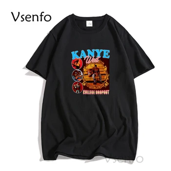 Kanye West T-Shirt Kolej Bırakma Tshirt Donda Grafik Vintage T Shirt Harajuku Pamuk Tee Gömlek Streetwear Erkek Giysileri