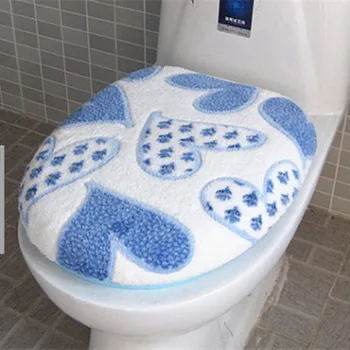 Kalın Mercan Kadife Komodin klozetler yatak örtüsü seti Yumuşak Sıcak İki parçalı Tuvalet Çantası Yıkanabilir Banyo WC Kapak Tuvalet Aksesuarları