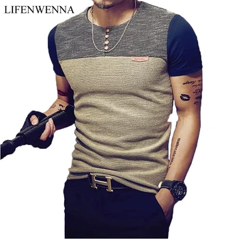 Yaz Moda erkek T Shirt Rahat Patchwork Kısa Kollu T Gömlek Erkek Giyim Trendi Rahat Slim Fit Hip-Hop En Tees 5XL