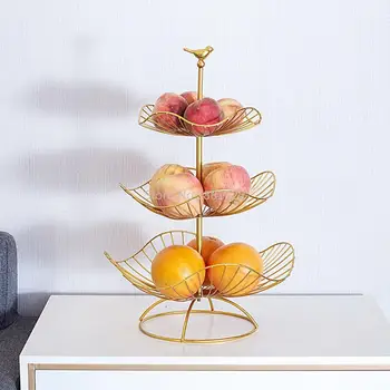 Ev 3 Katmanlı meyve tabağı Tezgah Metal Meyve Aperatifler Şeker Tepsisi Standı Tatlı Depolama Sepeti Mutfak Meyve Sepeti Dekor