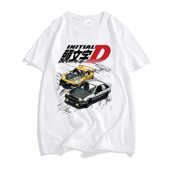 2022 erkek Serin kısa kollu tişört AE86 Sıcak Kan japon animesi İlk DT Gömlek Yarış Drift Araba Grafik 3D Baskı Üst