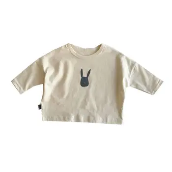 Erkek ve kız Kore gevşek bluz bebek tavşan 2021 ilkbahar ve sonbahar çocuk üç çeyrek kollu T-shirt P5707