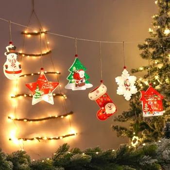 Led ışık Noel Kar Tanesi Santa Asılı Enayi Lamba Pencere Süsleri Dekorasyon Ev için Xmas Navidad 2023 Yeni Yıl Dekor