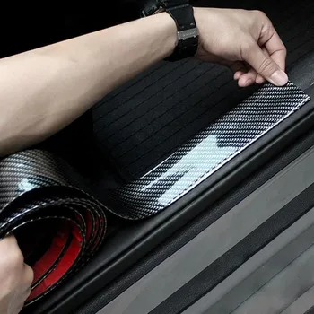 1M Araba Kapı Eşik Koruyucu Tampon Koruyucu 3D Karbon Fiber Araba Sticker Anti Çizik Bant su Geçirmez Koruma Film