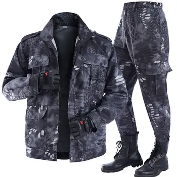 Erkek kamuflaj askeri ceket peluş sıcak kış bombacı ceket + pantolon rüzgar geçirmez ve su geçirmez askeri ceket