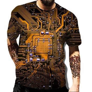 2022 Kişilik Komik Elektronik Çip 3D baskılı tişört Serin devre T-shirt Erkekler ve Kadınlar Harajuku Sokak Büyük Boy Üst