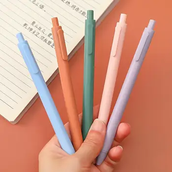 5 Adet Yazma Kalem Çabuk Kuruyan Pürüzsüz Yazma Basın Tipi Kısa Şeker Renk Mekanik jel mürekkep kalemi Okul için