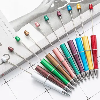 40 adet Plastik Okunabilir Kalemler DIY Hediye için Boncuklu Tükenmez Kalem Rastgele Renk DIY KALEM Kırtasiye DIY Okunabilir Kalem DIY