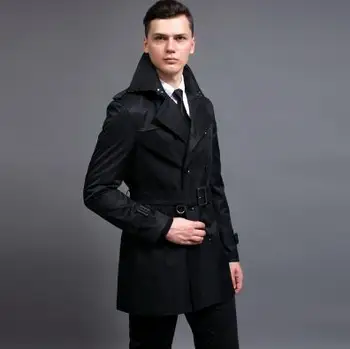 Moda ince seksi kısa trençkot erkek palto uzun kollu erkek gömlek giyim kruvaze giyim casaco bahar 2020 siyah