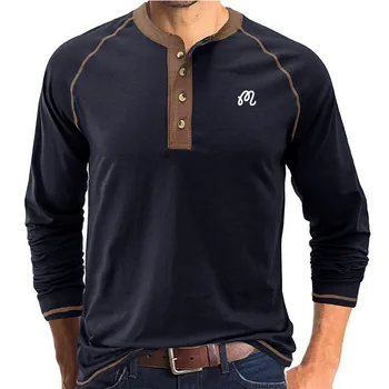 Malbon erkek Golf Sonbahar Kış T-Shirt Düz Renk Uzun Kollu erkek tişört Dış Ticaret Avrupa Ve Amerikan erkek tişört
