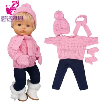16 İnç Nenuco oyuncak bebek giysileri Pembe Kazak Şapka Eşarp Ropa Y Su Hermanita 40 Cm Bebek Bebek Kostümleri Kış Noel Seti