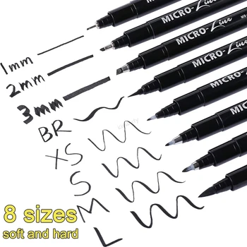 8 Pcs Mikron Hattı Kaligrafi Kalemler Neelde Çizim El Yazı Kalem Su Geçirmez Pigment Kroki Sanat İşaretleyiciler Kalem Tasarım Supplie