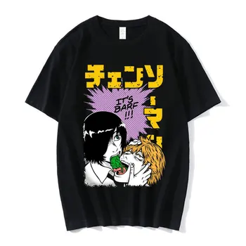 Komik Manga Testere Adam Himeno Denji T-shirt Anime Erkekler Rahat Pamuk Kısa Kollu T-Shirt Büyük Boy Harajuku Streetwear Tees