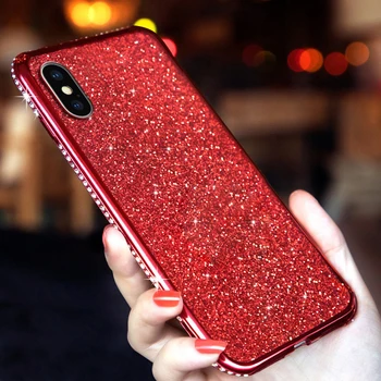Yeni Sevimli Gelmesi Kırmızı Mor Rhinestone Kılıfı iPhone 12 11 Pro 6 6S 7 8 Artı X XR XS MAX Glitter Elmas Telefon Case Arka