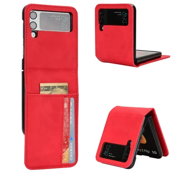 Darbeye dayanıklı deri cüzdan Telefon samsung kılıfı Galaxy Z Flip 4 5G Flip4 Flip3 Flip 3 Zflip4 Kart Yuvası Koruyucu Kapak