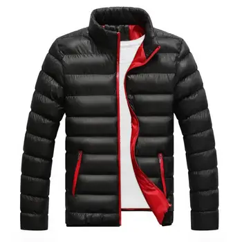 Erkek ceketleri Kış Düz Renk Sıcak Uzun Kollu Standı Yaka Aşağı Ceket Pamuk Yastıklı Ceket Giyim erkekler için куртка мушская