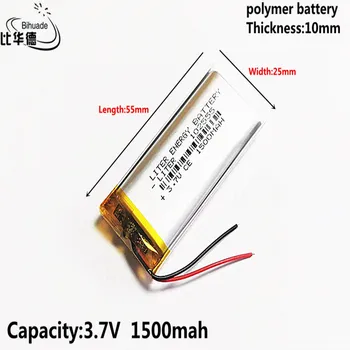 Litre enerji pil 3.7 V 1500MAH 102555 Lityum Polimer LiPo şarj edilebilir pil İçin Mp3 kulaklık PAD DVD bluetooth kamera