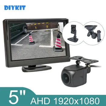 DIYKIT 5 inç AHD Araba Monitör 1920x1080P HD 170 Derece Starlight Gece Görüş geri görüş kamerası Araç Ters Araba SUV MPV RV