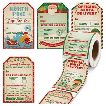 50-200 adet Merry Christmas Hediye Etiketleri Noel Baba Etiketleri Çıkartmalar Tatil dekorasyon 