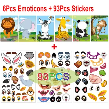 90 Adet Set Karikatür Çocuk Eğitim Yapışkanlı Kırtasiye Sticker Yapmak Yüz Karalama Defteri Levhalar Çocuklar Hayvan DIY Dekorasyon Çıkartmaları